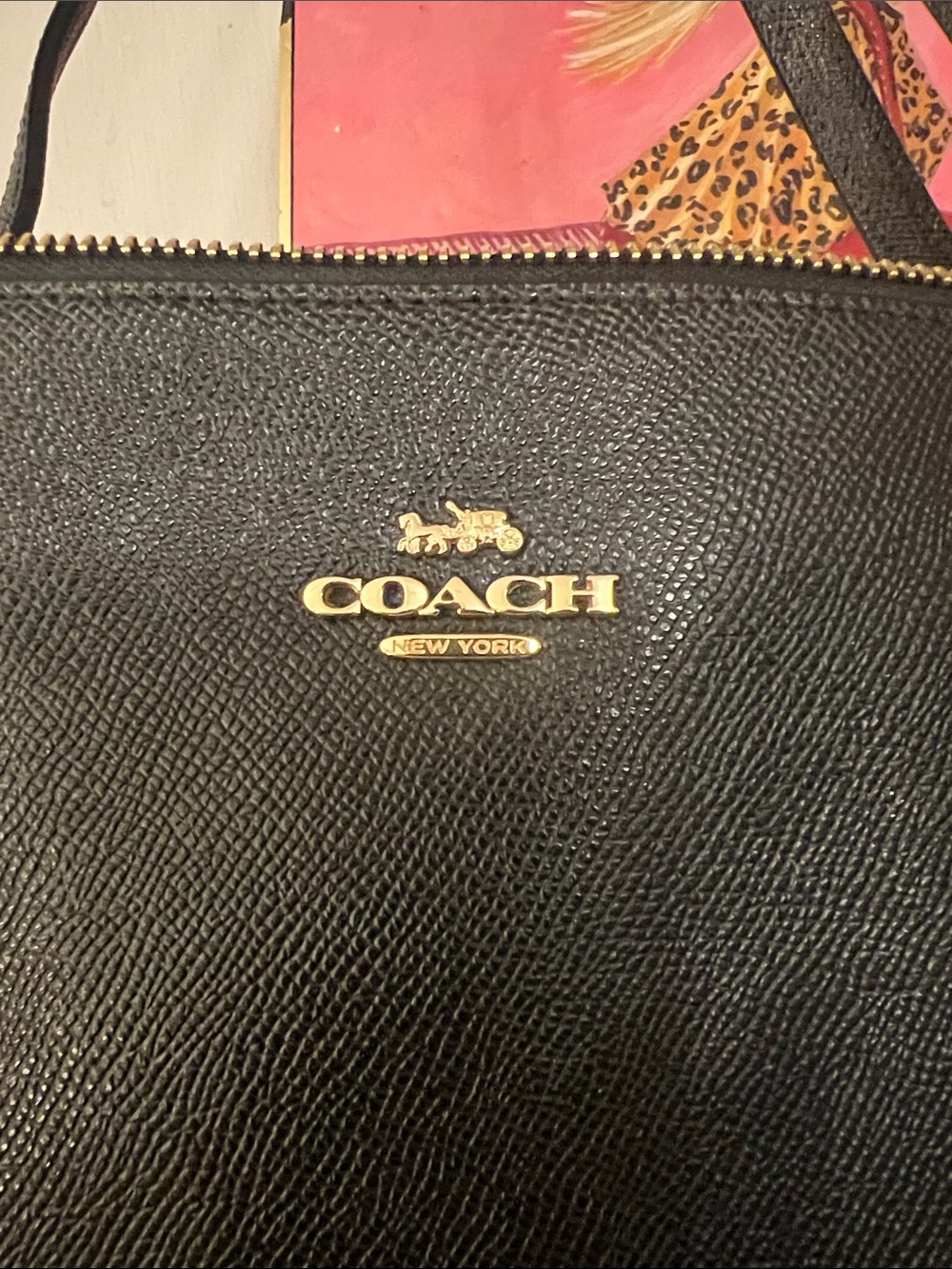 Coach Black Leather Zip-Top Tote with Gold Hardware style 4454 - Picture 3 of 11